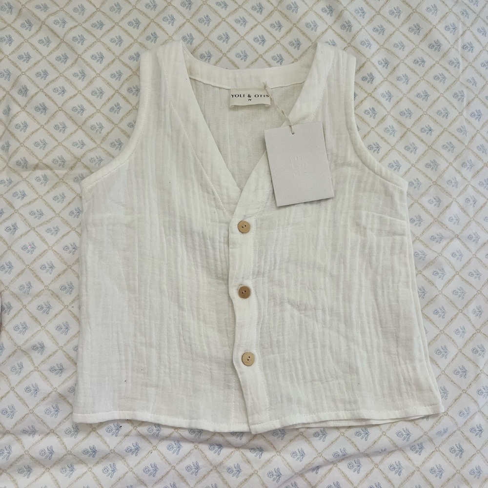 White Sleeveless Kids Cotton Top